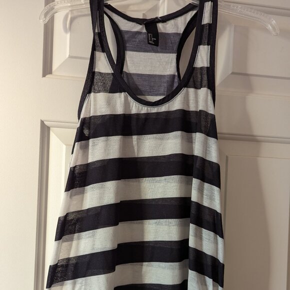H&M Tops - Navy and White Oversize Tank Top